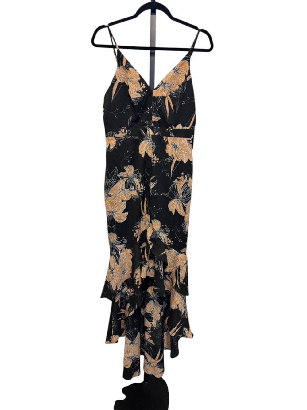 Lulus Darling Daylily Black Floral Ruffle Hi Low Hem Maxi Dress - Picture 5 of 12